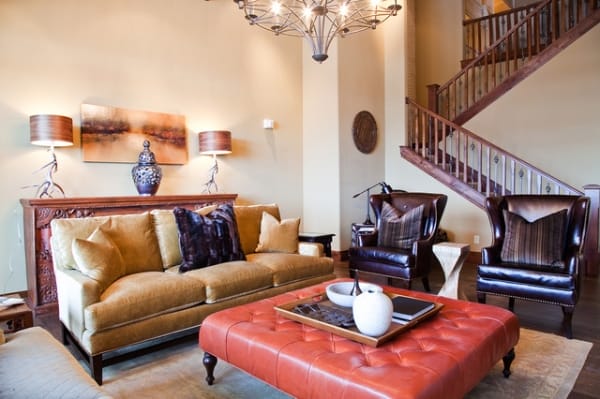 Leather Studded Ottomans as Center Table