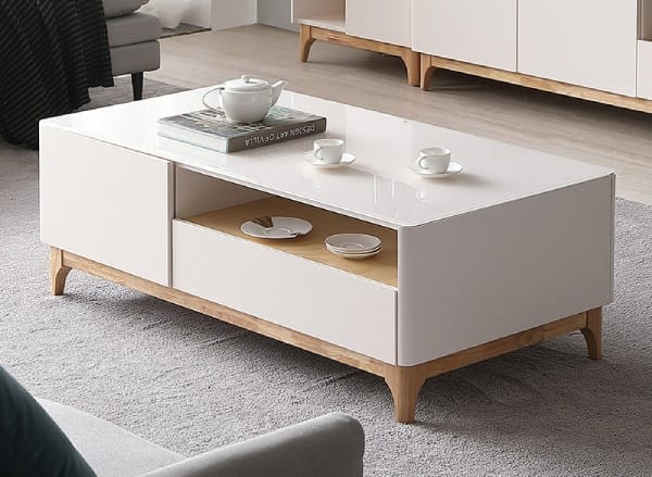 White Coffee Table with Storage