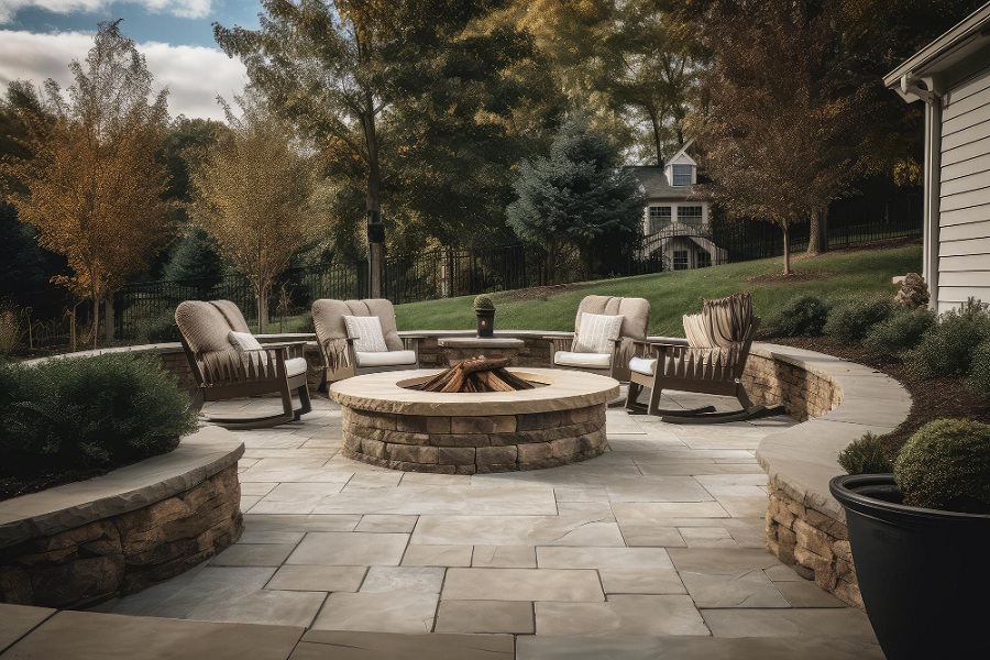 Outdoor Kitchen with Fireplace
