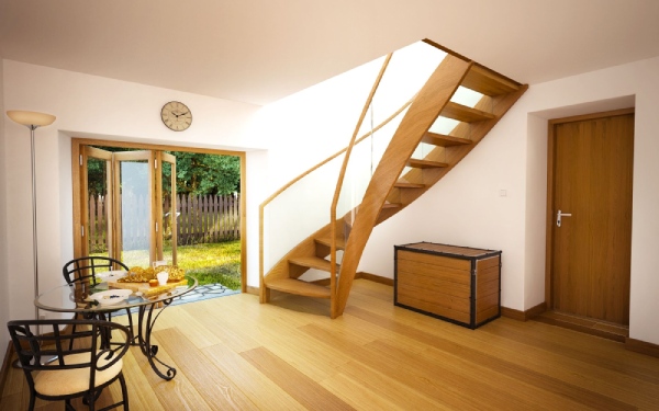 Wreathed string in a Wooden-Stairs