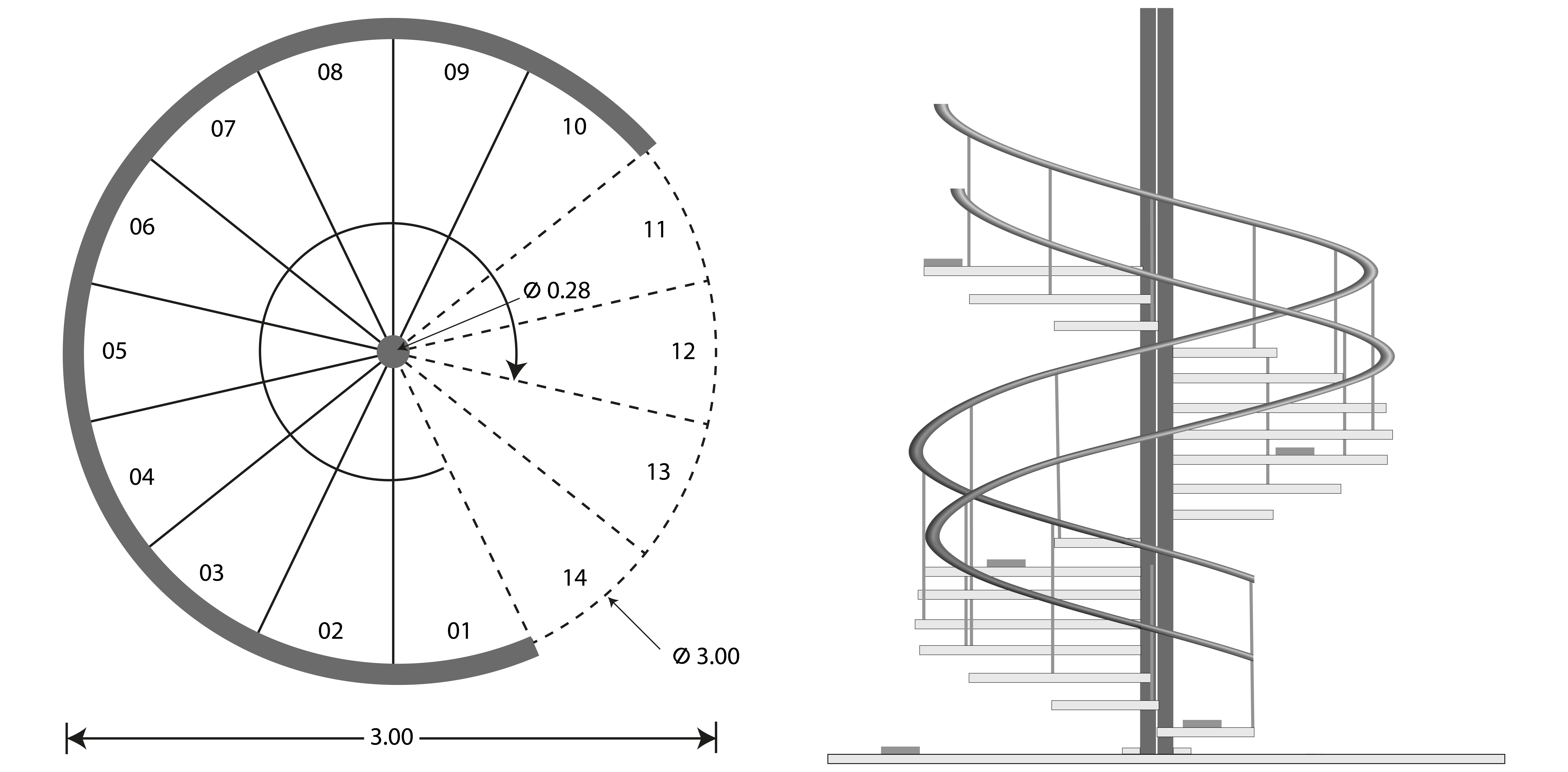 Spiral Stair Plan & Elevation Spiral Stair Plan & Elevation