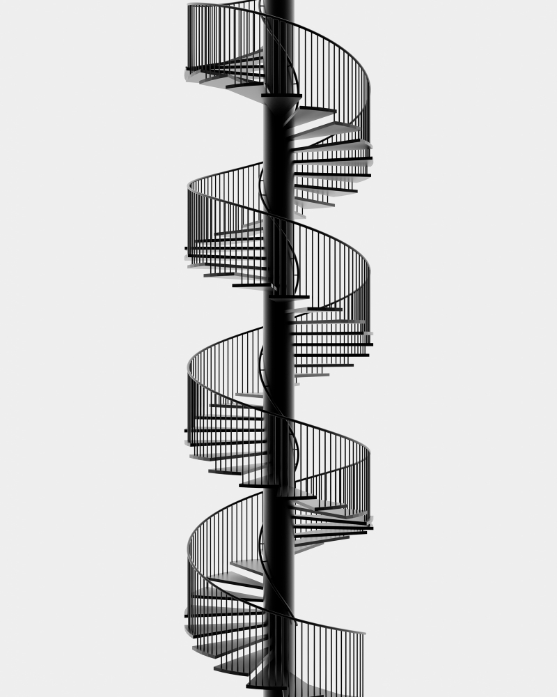 Spiral Staircase With Galvanized Grating Tread