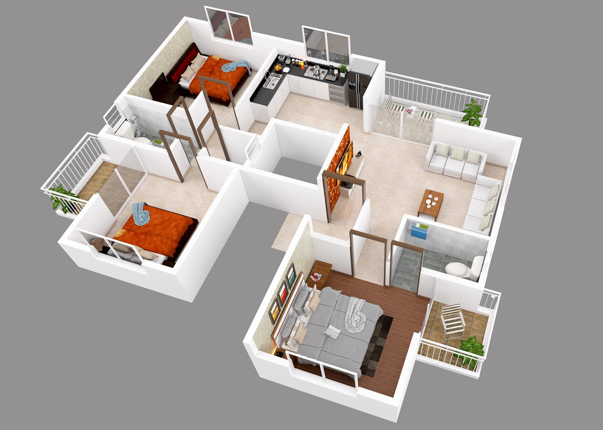 Architectural Design of 3BHK Flat (Layout)