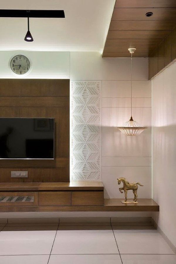 Tv wall wood finish