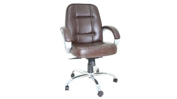 Brown Coloured Office Chair with Chrome Base & Tilt Machine