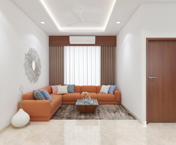 Living Room Interior Design - Dev Residency Yogichowk, Surat