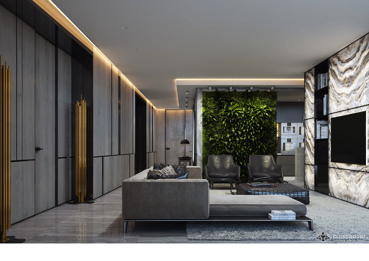 Apartment Living Room Interior Design, Lighting Design Project - 3(a)