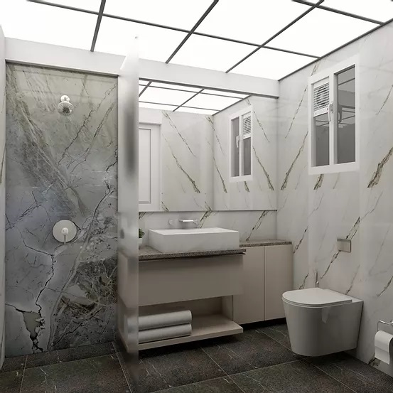 Bathroom designed with Table Top Wash Basin