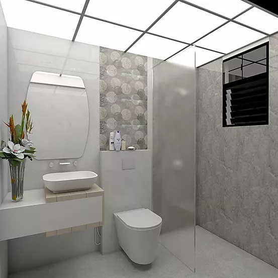 Bathroom designed with Table Top Wash Basin