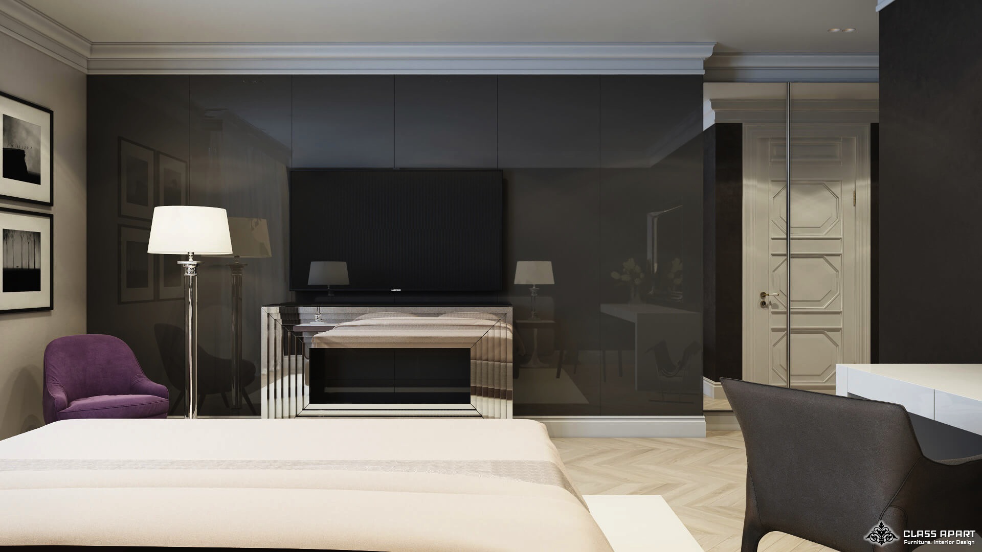 Bedroom TV Unit Design & Furniture Design Project - 1(b)