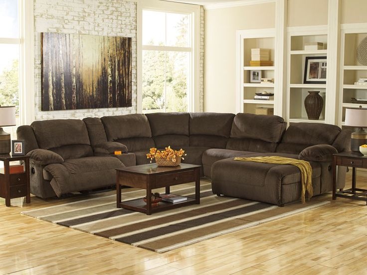 Brown Velvet Upholstered U Shaped Reclining Sectional Sofa