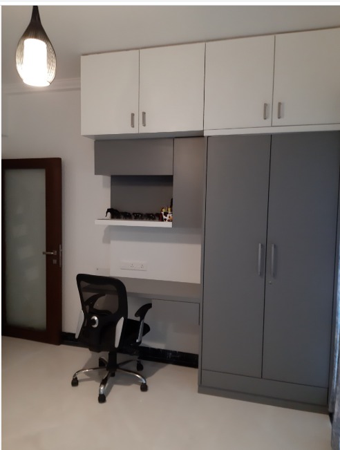 Ceiling Fitted Wardrobe with Attached Study Table