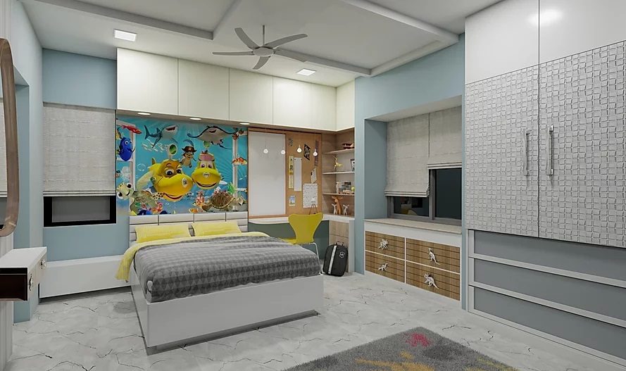 Children’s Bedroom with Wallpaper