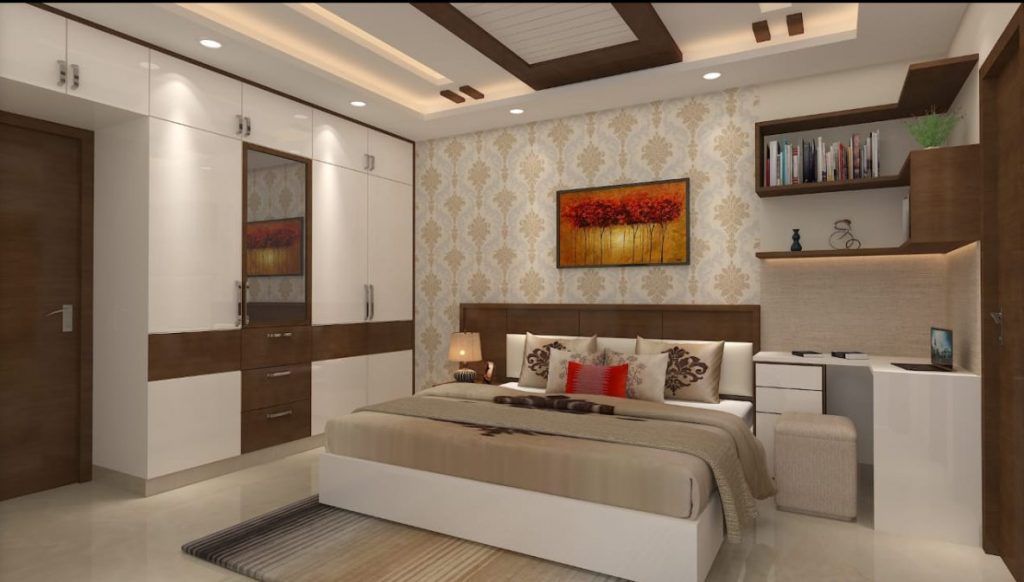 Contemporary Bedroom incorporating Wooden Bed