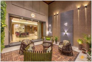 Modern Patio with Wicker Furniture