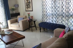 Living Room accommodating set of 1 & 2 Seater Sofa with High Wingback Chair