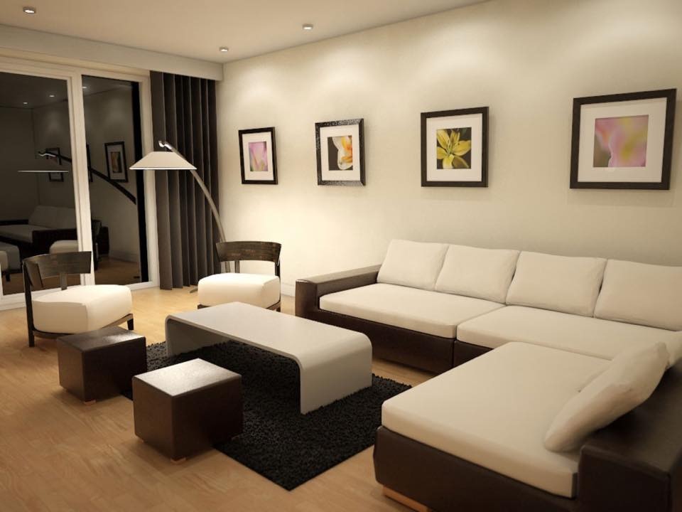 Living Room designed with Square Armed Sectional Sofa