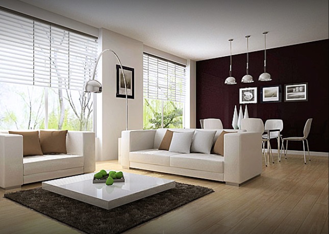 Living room designed with Square Armed White Sofa Set