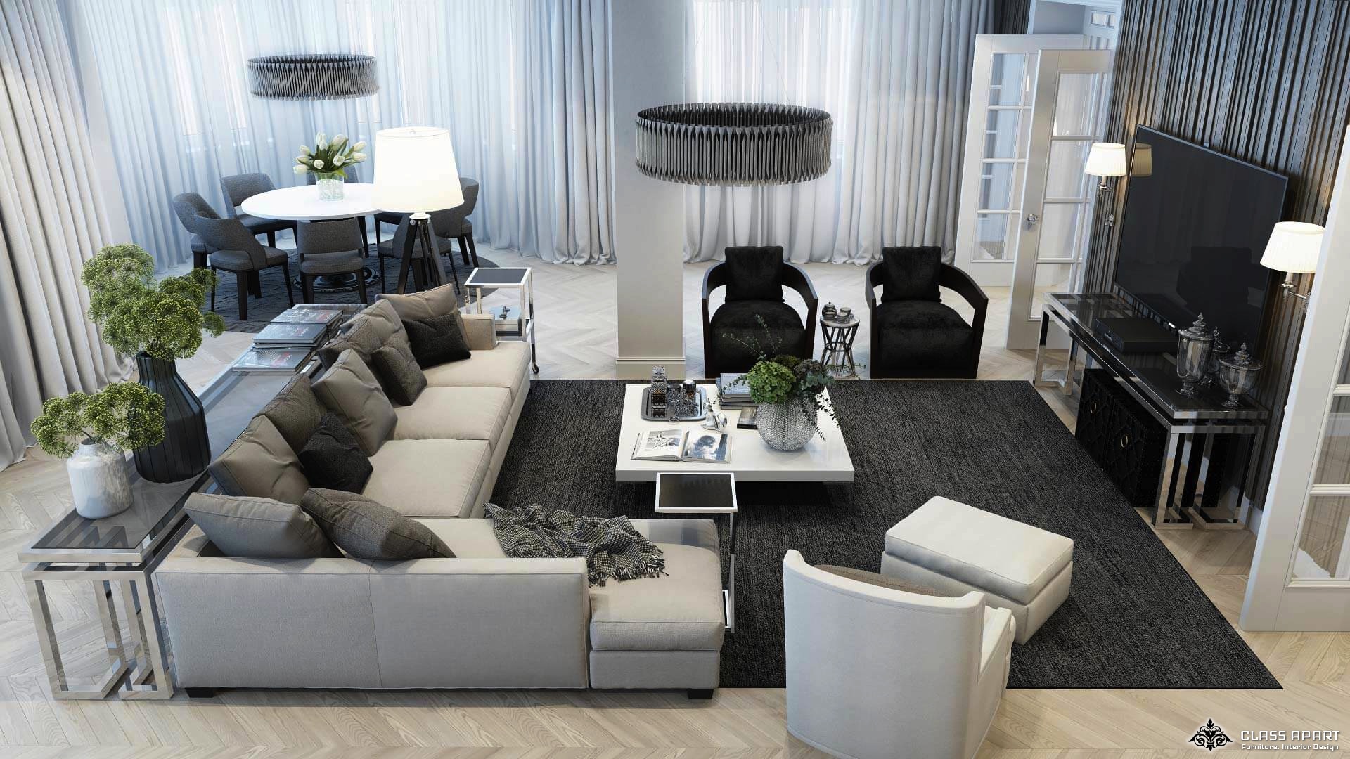 Living Room Interior Design & Furniture Design Project - 1(d)