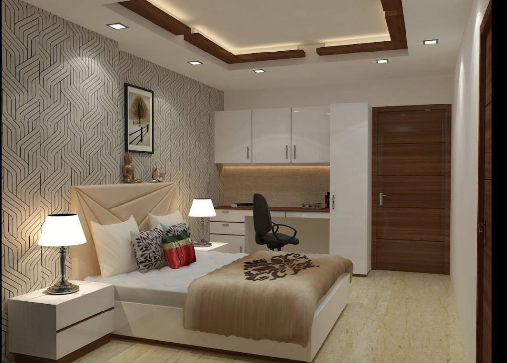 Modern Bedroom accommodating Wooden Bed