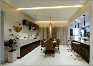 Open Concept Dining Room & Kitchen comprises of 6-Seater Wooden Dining Table