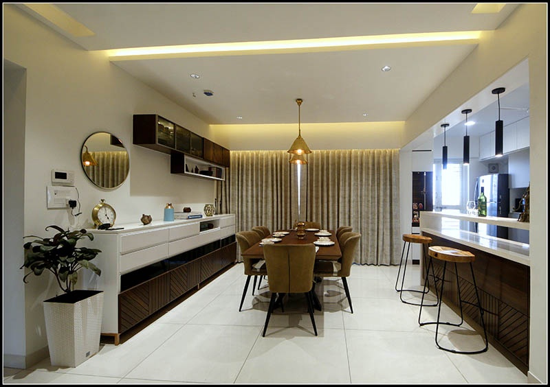 Open Concept Dining Room & Kitchen comprises of 6-Seater Wooden Dining Table