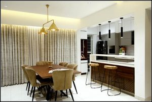 Open Concept Dining Room & Kitchen comprises of 6-Seater Wooden Dining Table