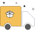 Packer-and-Mover delivery truck icon with a box