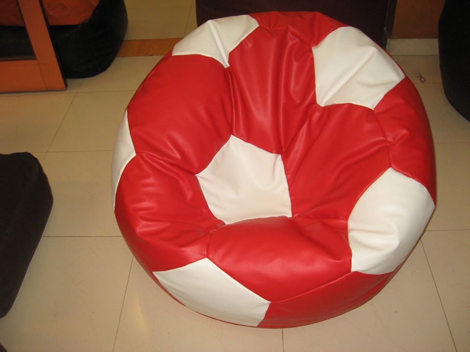 Red & White Shaded Football Bean Bag.