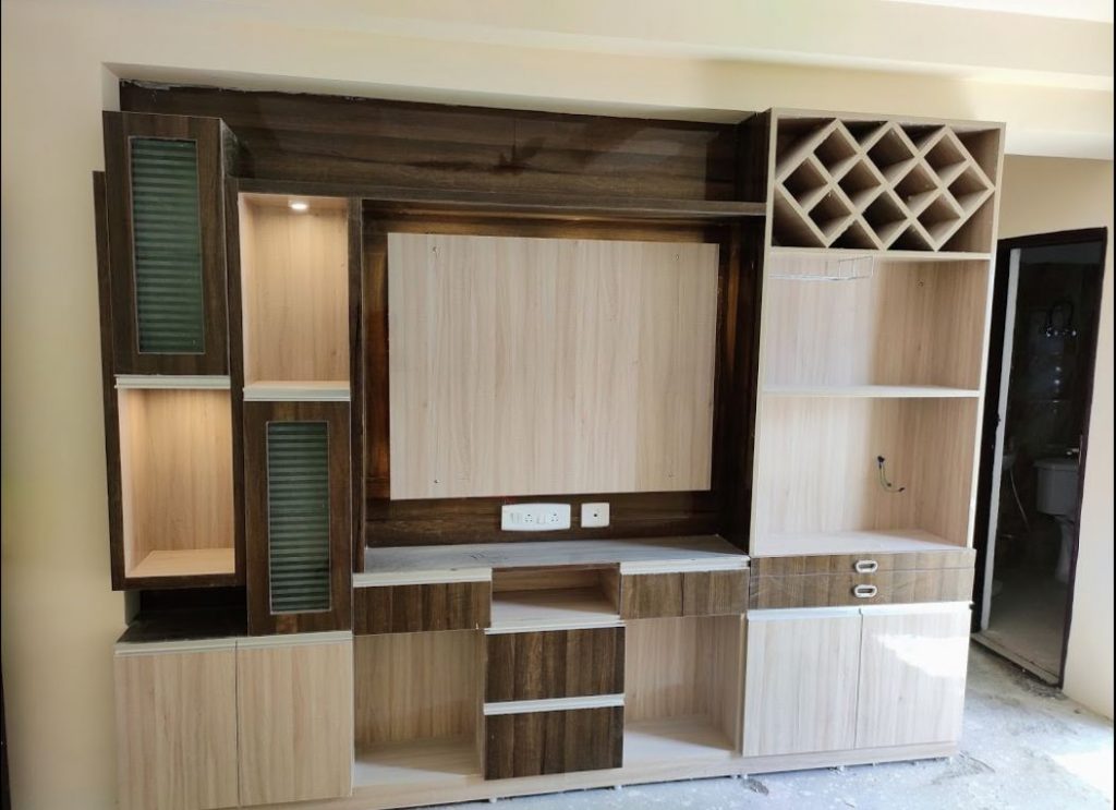 Wall mounted T.V. Unit with Cabinets