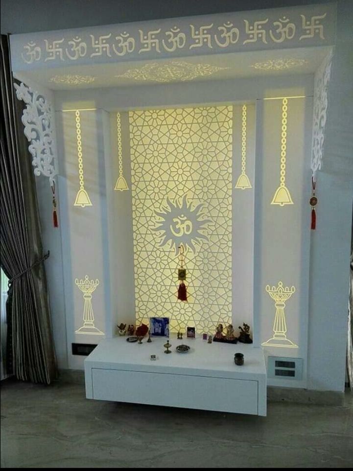 White Coloured Temple with a Backlit Jali