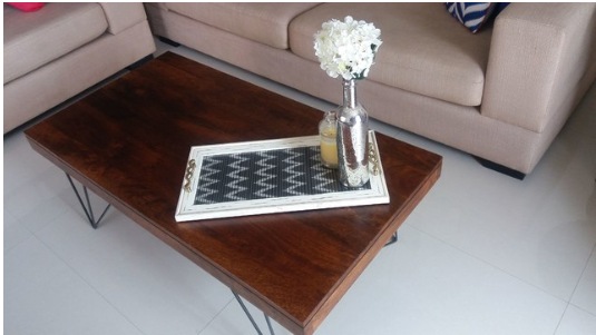 Wooden Coffee Table with Metal Legs