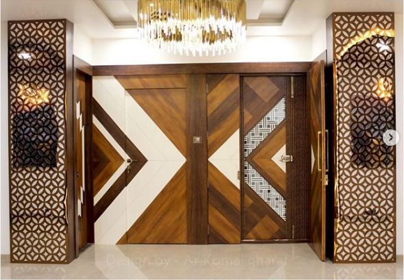 Geometric Pattern Safety Door in Corrian Jali Work