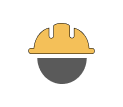 Illustration of a yellow construction helmet with a grey face