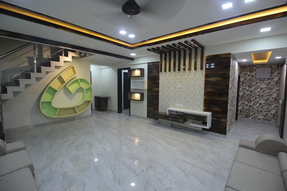 Contemporary Large Living Room incorporating L- Shaped Modular Sectional Sofa