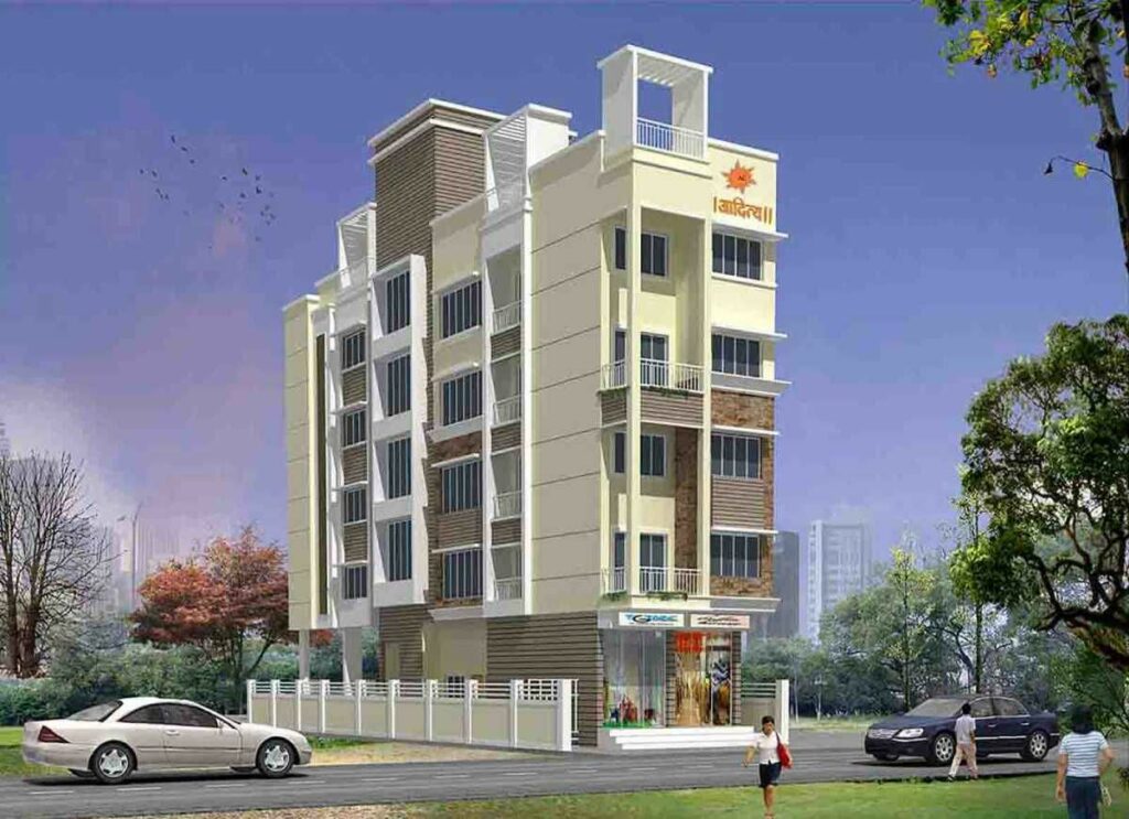 Exterior View of Low- Rise Residential Apartment