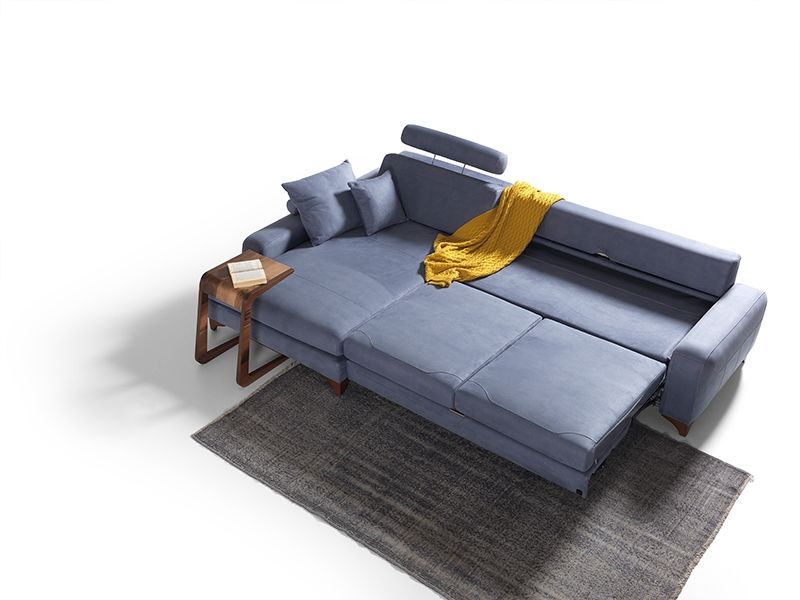 Linen Upholstered Modern Sectional Sofa cum Bed