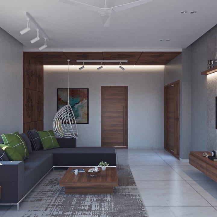 Living Room in White & Grey Theme