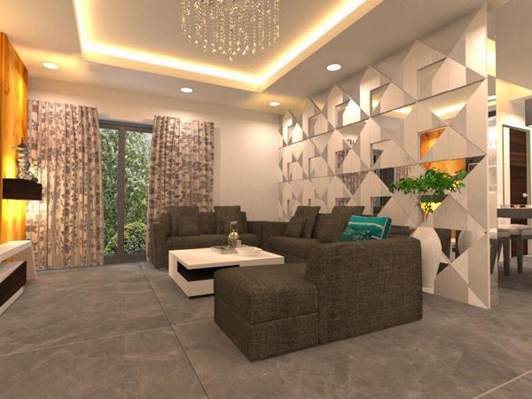 Living Room with Mirrors