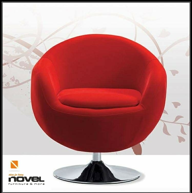 Red Coloured Velvet upholstered Cushioned Chair with adjustable Heights
