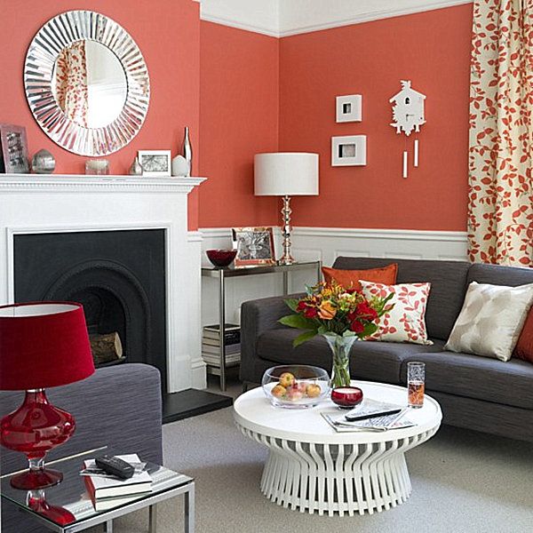 Coral and Charcoal Color Living Room Coral and Charcoal Color Living Room