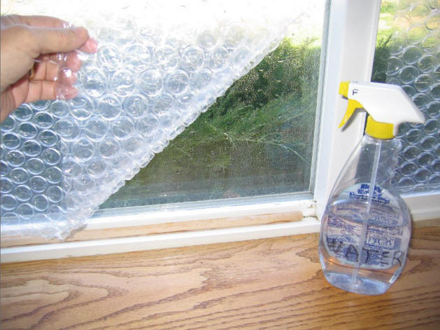Cover windows with bubble wrap