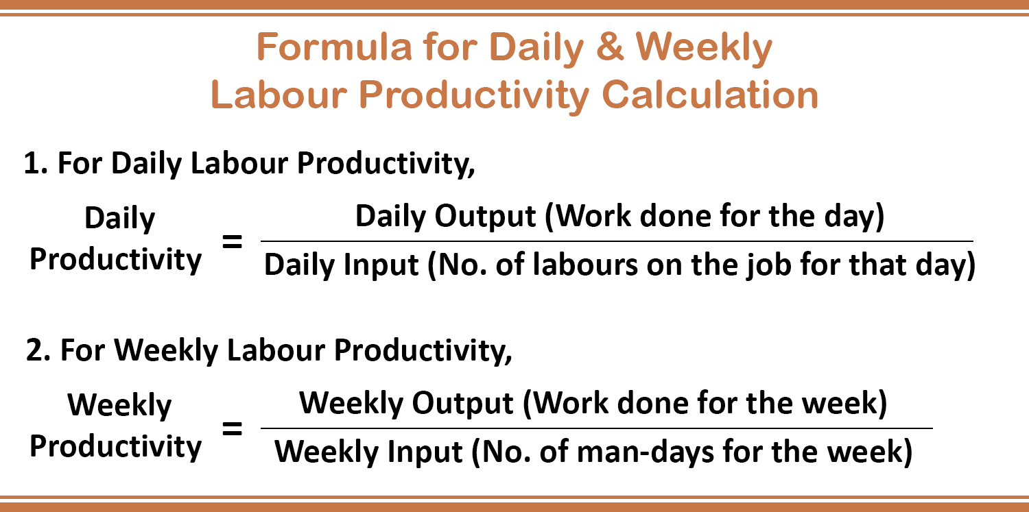 Formula for Daily & Weekly Labour Productivity Calculation Formula for Daily & Weekly Labour Productivity Calculation