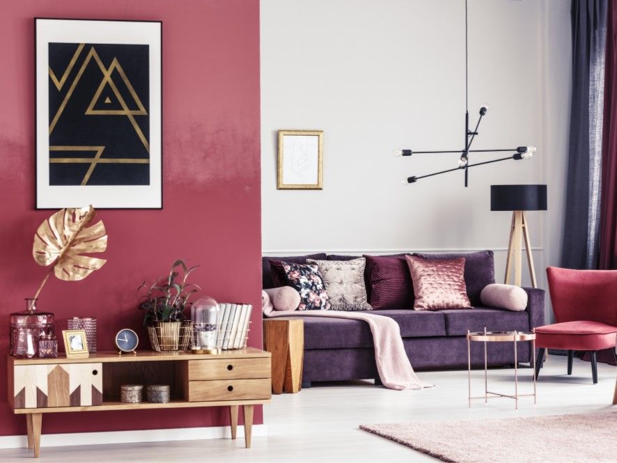 Raspberry Colour in Modern Living Room Raspberry Colour in Modern Living Room