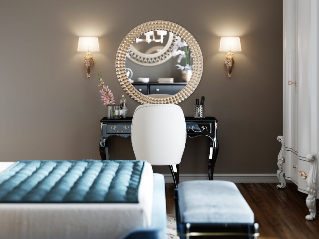 Dressing Table with Round Mirror Dressing Table with Round Mirror
