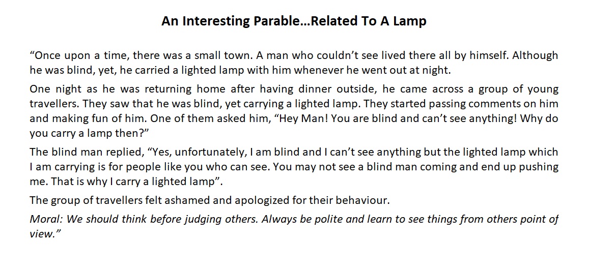 Parable Related To A Lamp Parable Related To A Lamp