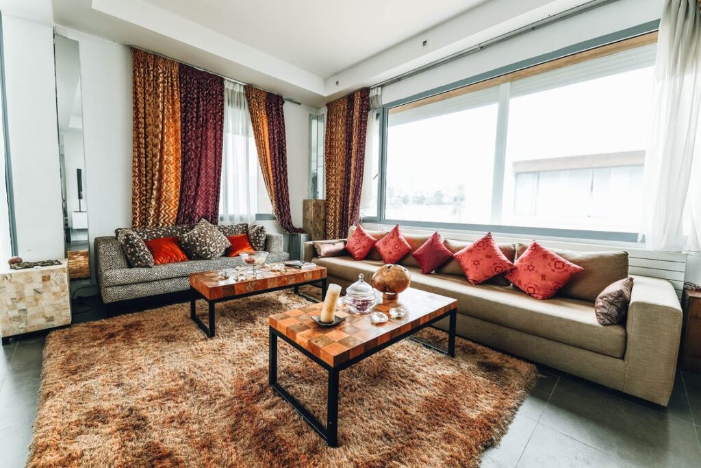 Sari style fabric curtains