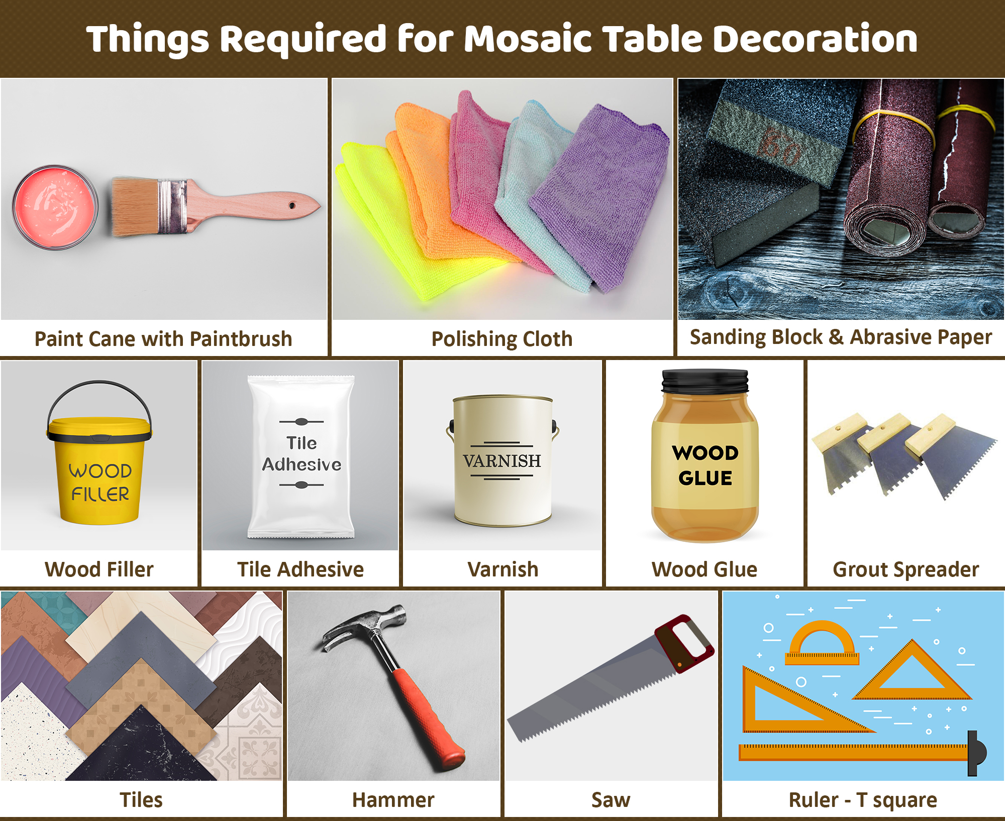 Things Required for Mosaic Table Decoration