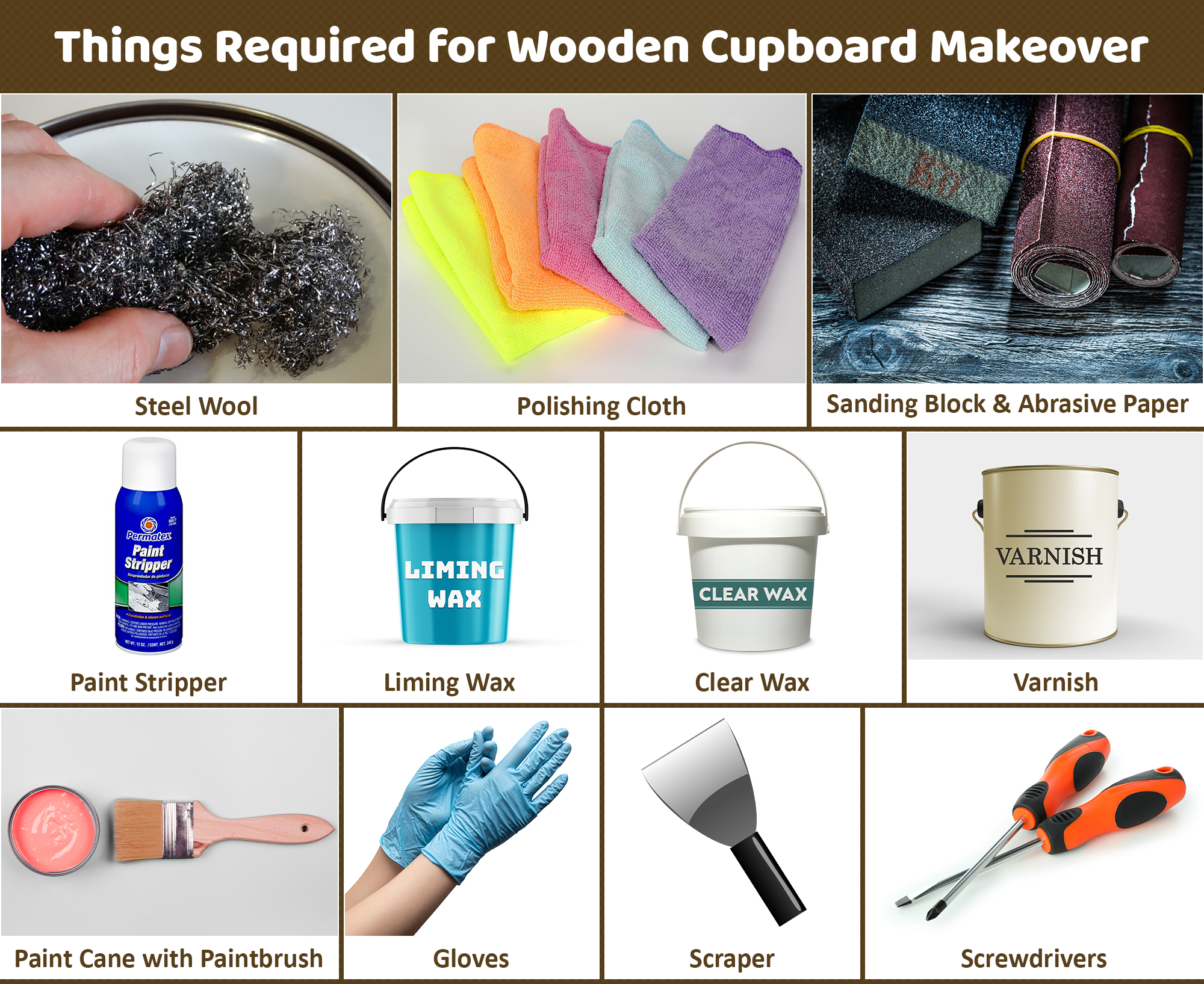 Things Required for Wooden Cupboard Makeover