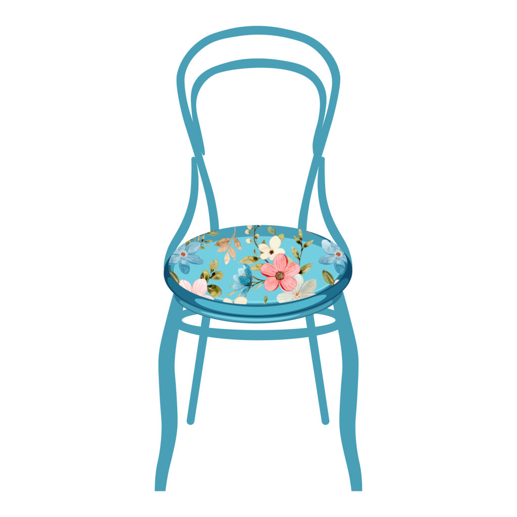 Painted Chair with Cushion Cover